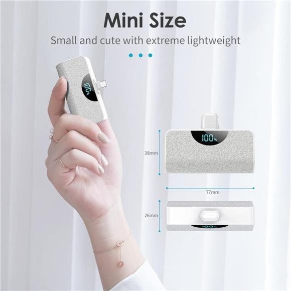 [2 Pack] Mini Portable Charger USB-C Power Bank 5200mAh - Picture 5 of 7